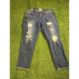 Torrid Boyfriend Crop Jeans Women’s Size 18 Distressed Raw Hem Stretch Denim